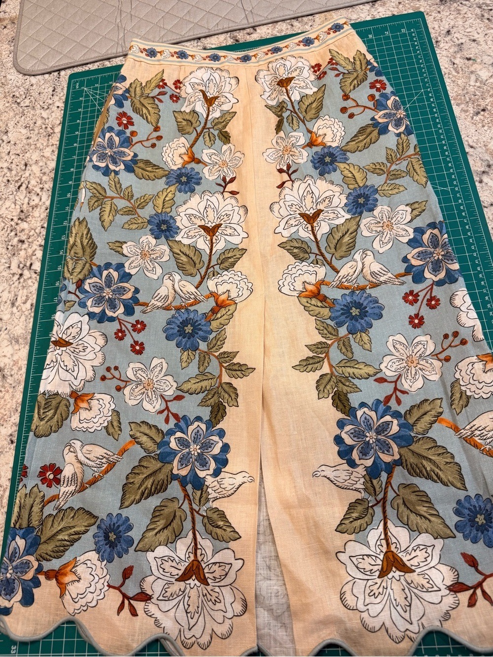 NWT FARM Rio Garden Scarf Blue Linen Midi Skirt S - Picture 5 of 16